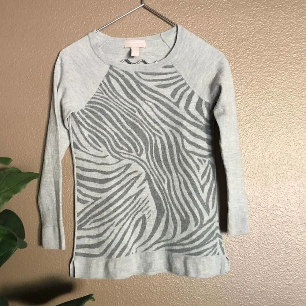 Banana Republic Grey Zebra Print Wool Sweater S